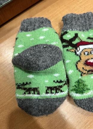 Детские носки носка новогодний принт олень шерсть шерсть3 фото