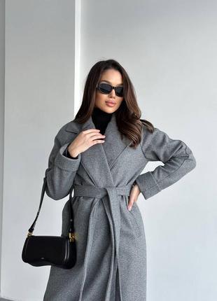 Кашемировое пальто серого цвета3 фото