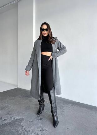 Кашемировое пальто серого цвета2 фото