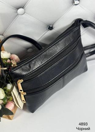 Жіноча сумка кросс боді середнього розміру з еко шкіри на 4-ри відділення (кишені)6 фото