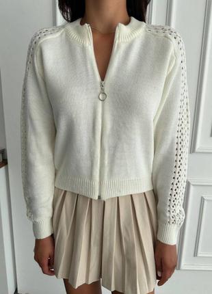 Свитер свитер на молнией молнии зип вязаный кофта джемпер оверсайз объемный стильный...