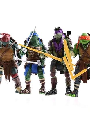 Набір фігурок черепашки ніндзя. фігурки черепашки ніндзя 4 шт. ігрові фігурки teenage mutant ninja turtles. леонардо, донателло,