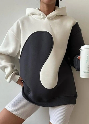 Жіноче двокольорове худі на флісі