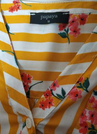 Актуальна сорочка блуза блузка смужка квіти квітковий принт віскоза бренд papaya, р.165 фото