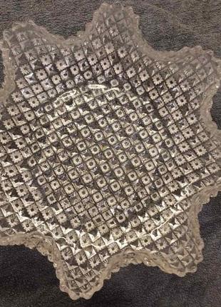 Фруктовница, ваза в стиле модерн в виде звезды из прессованного стекла. антиквариат -...