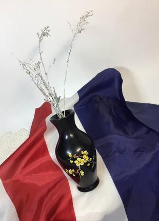 Ваза папье-маше лак 50-е ручная роспись резьба винтажная вазочка н2051