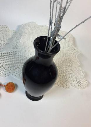 Ваза папье-маше лак 50-е ручная роспись резьба винтажная вазочка н2051