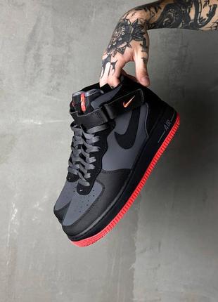 Nike air force 1 mid 07 black red3 фото