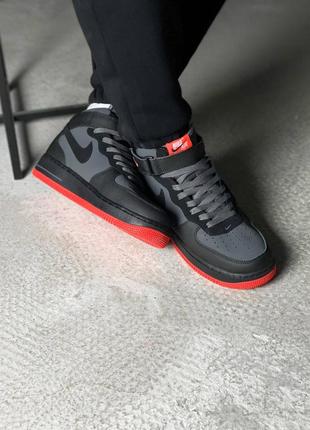 Nike air force 1 mid 07 black red2 фото