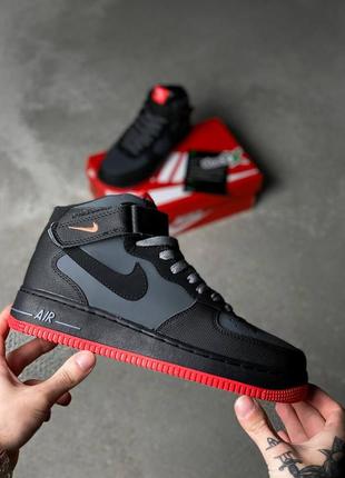 Nike air force 1 mid 07 black red6 фото