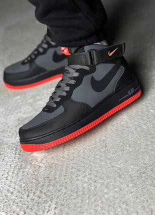 Nike air force 1 mid 07 black red4 фото