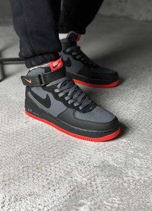 Nike air force 1 mid 07 black red5 фото
