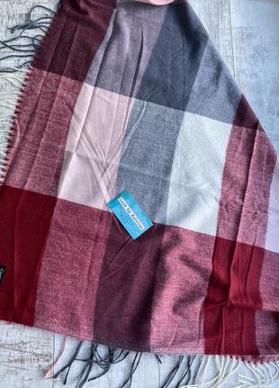 Кашемировый шарф в клетку бордовый платок2 фото