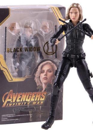Статуэтка черная вдова. модель black widow, action фигурка черной вдовы, герои marvel 15 см в коробке1 фото