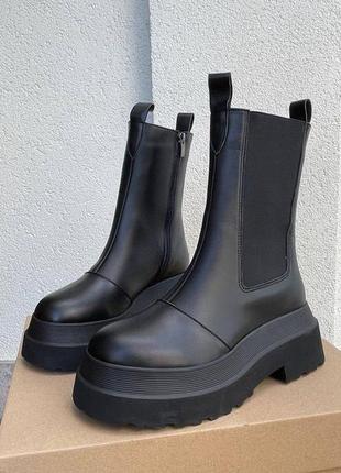 Ботинки сапоги зима натуральная кожа черный 3754