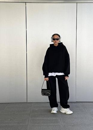 Парний теплий спортивний костюм на флісі вільного крою