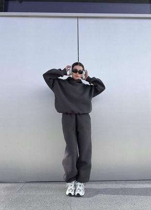 Парний теплий спортивний костюм на флісі вільного крою