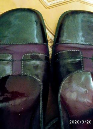 Брендові шкіряні лакові фіолетові оригінальні туфлі ретро4 фото