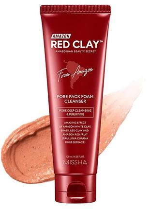 Глиняная пенка-маска missha amazon red clay pore pack foam cleanser 120д1 фото