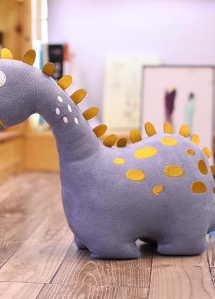 Плюшевий динозавр сірого кольору resteq 25 см. плюшева м'яка іграшка динозавр. іграшка динозаврик. іграшка диплодок1 фото