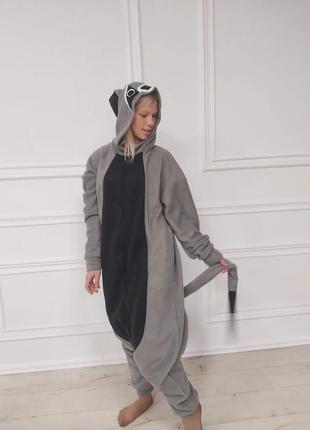 Кигуруми детский костюм пижама енот (рост 80/86/92/98/104 см.) серый2 фото