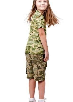 Дитячий камуфляж комплект футболка шорти ranger army kids піксель6 фото