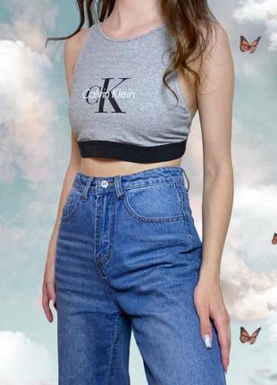 Серый короткий оригинальный кроп топ