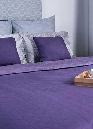 Якісне стьобане покривало 220х240 шикарні мікрофібра, покривало на двоспальне ліжко велюр фіолетовий9 фото