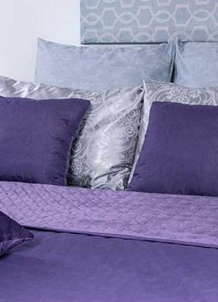 Якісне стьобане покривало 220х240 шикарні мікрофібра, покривало на двоспальне ліжко велюр фіолетовий2 фото
