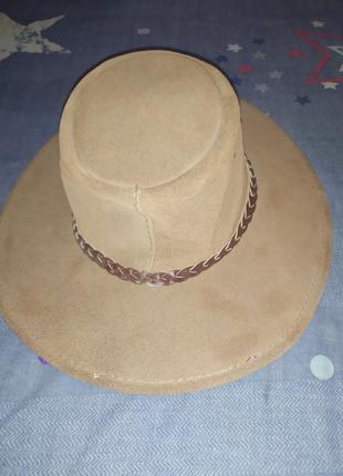 Шляпа кожаная jacaru wallaroo suede (австралия).2 фото