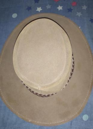 Шляпа кожаная jacaru wallaroo suede (австралия).3 фото