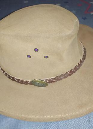 Шляпа кожаная jacaru wallaroo suede (австралия).4 фото