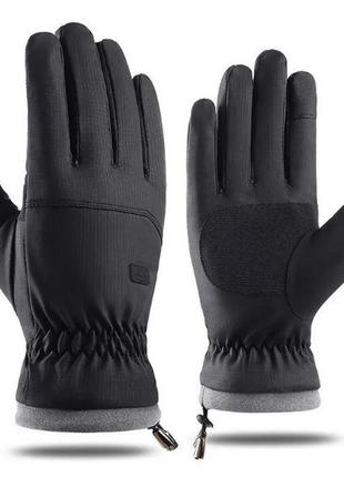 Сенсорные зимние перчатки мужские утепленные на флисе лыжные горнолыжные перчатки1 фото