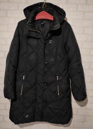 Зимове, стьобане пальто, куртка з капюшоном від бренда h&amp;m1 фото