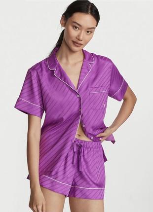 Сатинова піжама victoria’s secret оригінал вікторія сікрет лого принт вс vs