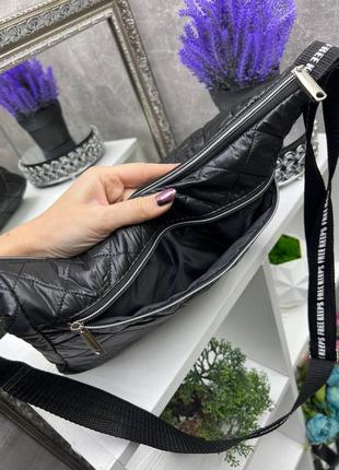 Універсальна жіноча сумочка на блискавці, стьобана плащівка3 фото