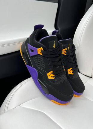 Jordan retro 4 black violet кроссовки