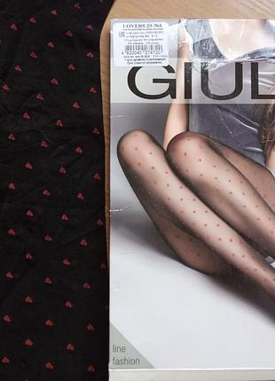 Ефектні колготки з контрастним малюнком сердечка 4-l 20 den giulia lovers