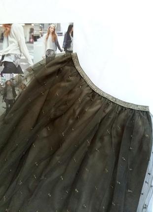 Пышная юбка zara цвета хаки на резинке #розвантажуюсь2 фото