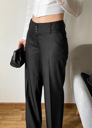 Женские серые брюки классического дизайна5 фото