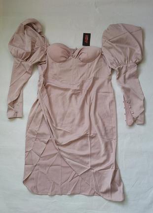 Зваблива персикова сукня з розрізом plus size від misspap uk 22/xl- 2 xl
