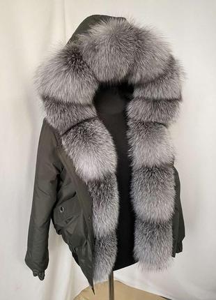 Зимняя куртка, бомбер с натуральным трендовым мехом блюфрост 
в серебристой расцветке. размеры 42-56. цена 6200 грн2 фото