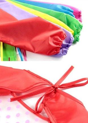 Фартук детский непромокаемый с рукавами для творчества ярко розовый