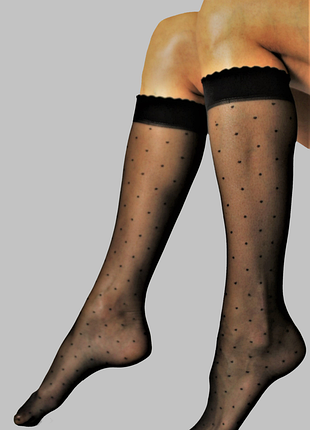 Черные гольфы в мелкий горошек 20 den подколенки