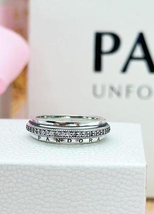 Серебряная тройная кольца с паве пандора1 фото