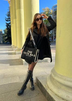 Жіноча чорна текстильна сумка шопер люксової якості8 фото