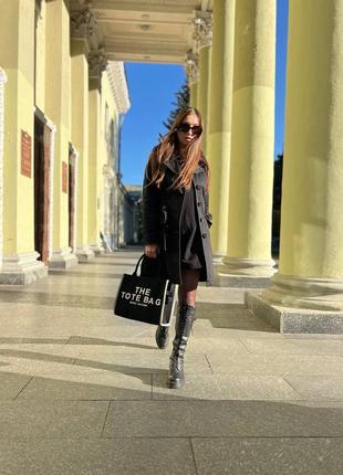 Жіноча чорна текстильна сумка шопер люксової якості7 фото