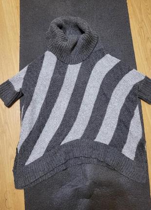 Светр кофта туника стильний пуловер джемпер в смужку пончо накидка3 фото