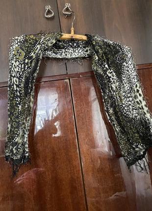 Легкий леопардовый шарфик травка 130см