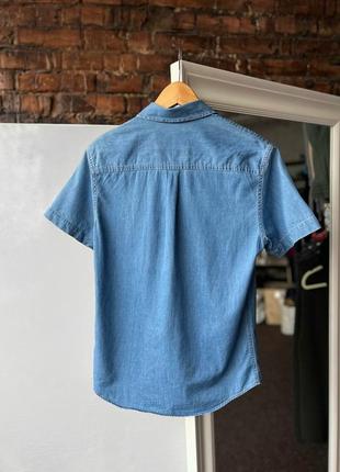 Calvin klein jeans men’s blue short sleeve button denim shirt джинсова сорочка на короткий рукав3 фото